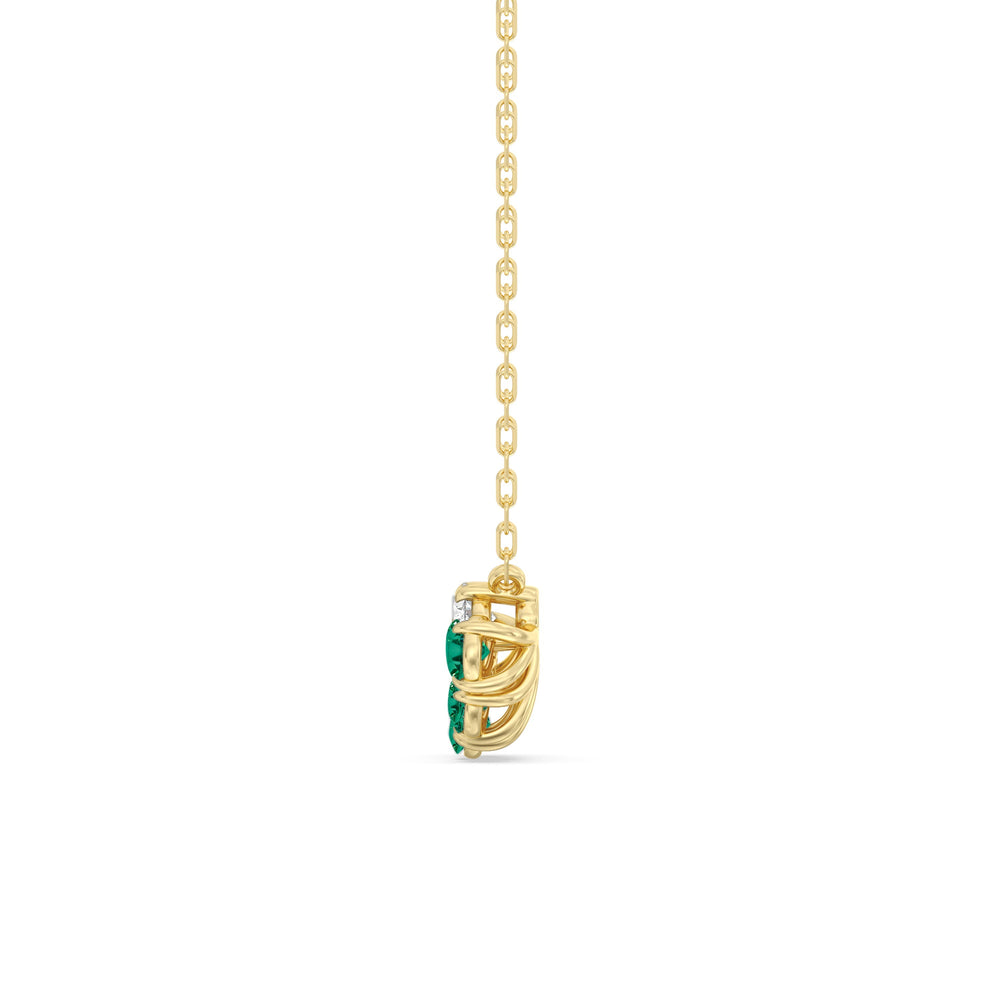 Emerald and Diamond Daisy Petals Necklace with 14KT Yellow Gold Cut Diamond in 14KT Yellow Gold view 3
