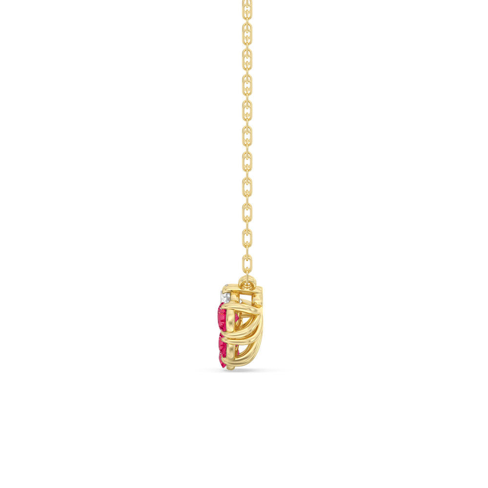 Ruby and Diamond Twinkling Teardrip Necklace with 14KT Yellow Gold Cut Diamond in 14KT Yellow Gold view 3
