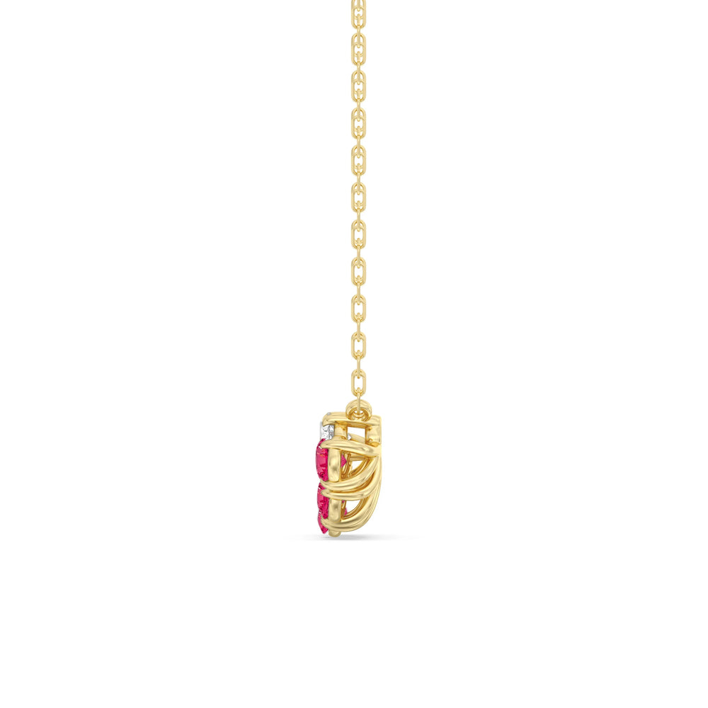 Ruby And Diamond Twinkling Teardrip NecklaceTest Drashya with 14KT Yellow Gold Cut Diamond in 14KT Yellow Gold view 3

