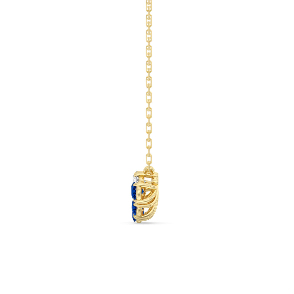 Sapphire and Diamond Twinkling Teardrip Necklace with 14KT Yellow Gold Cut Diamond in 14KT Yellow Gold view 3
