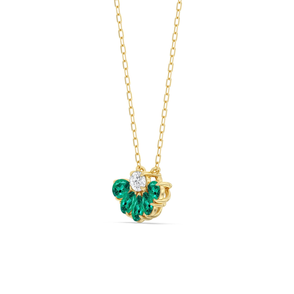Emerald And Diamond Twinkling Teardrip NecklaceTest Drashya with 14KT Yellow Gold Cut Diamond in 14KT Yellow Gold view 2

