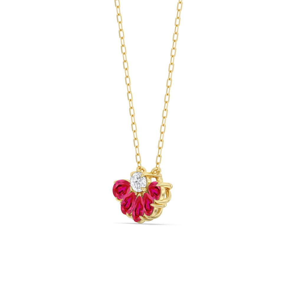 Ruby And Diamond Twinkling Teardrip NecklaceTest Drashya with 14KT Yellow Gold Cut Diamond in 14KT Yellow Gold view 2
