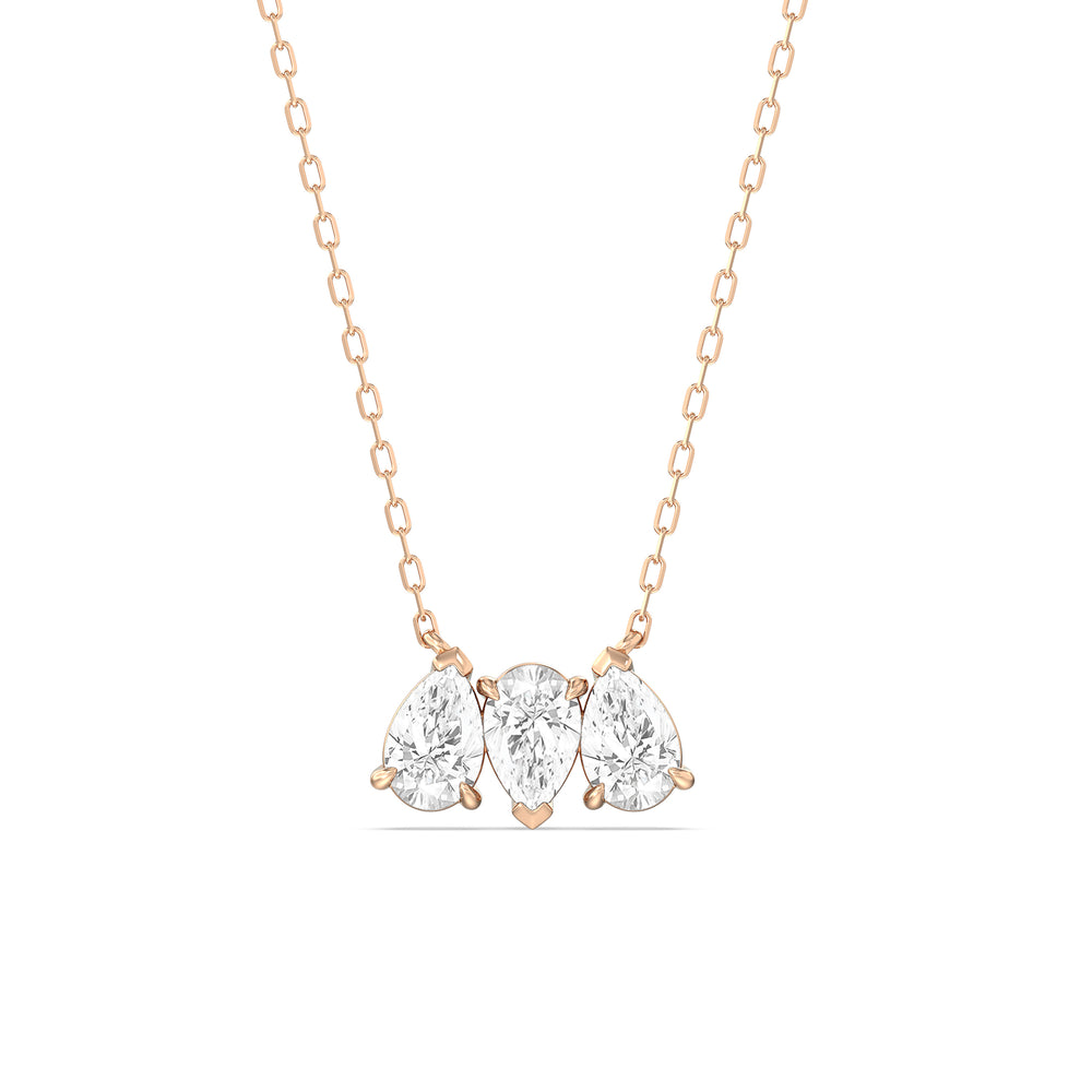 Trio Pear Cluster Diamond Necklace with 14KT Rose Gold / Lab / 1 1/2 Cut Diamond in 14KT Rose Gold / Lab / 1 1/2 view 1

