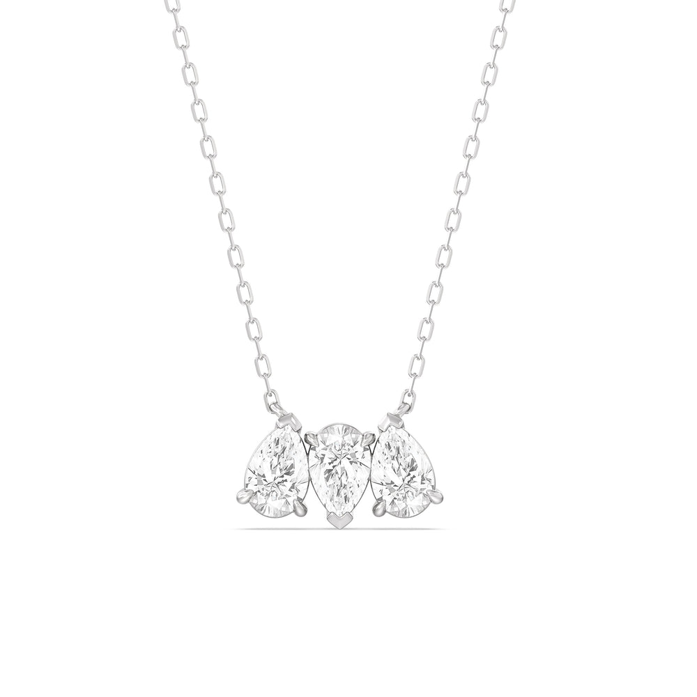 Trio Pear Cluster Diamond Necklace with Sterling Silver / Lab / 1 1/2 Cut Diamond in 14KT Sterling Silver / Lab / 1 1/2 view 1
