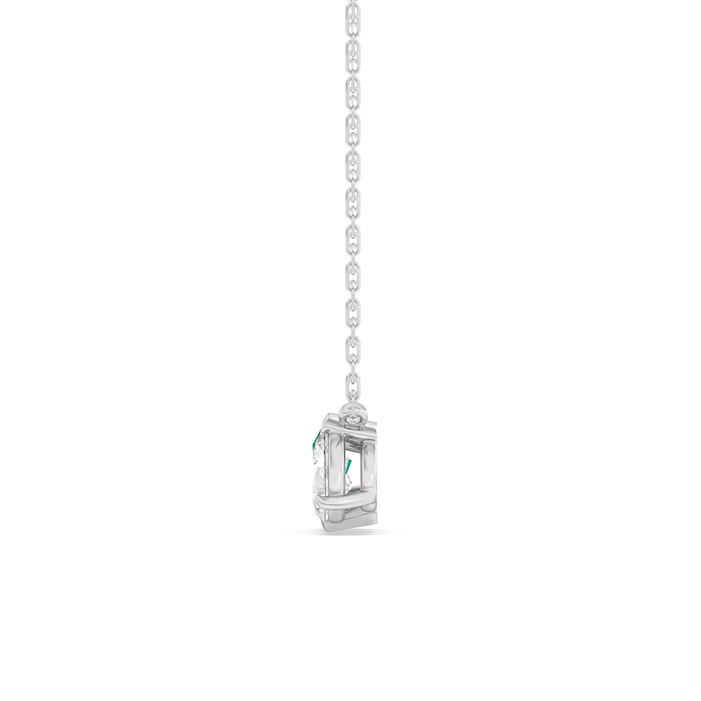 Emerald And Diamond Trio Pear Cluster Necklace with Sterling Silver Cut Diamond in 14KT Sterling Silver view 3
