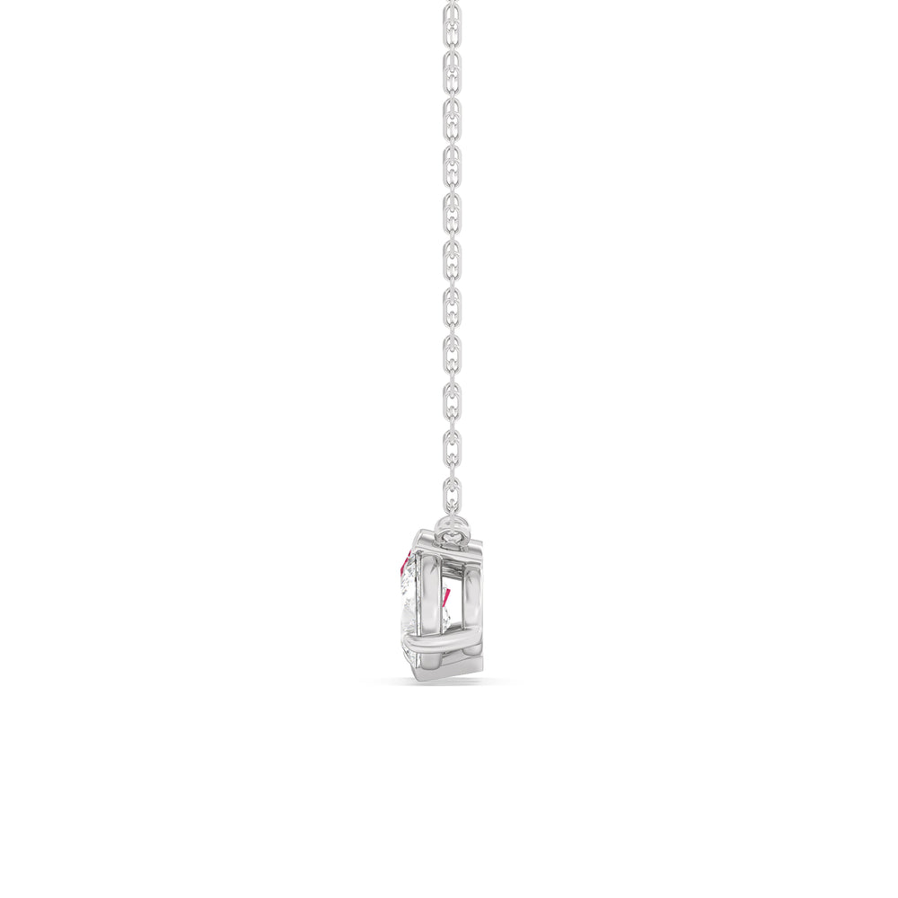 Ruby And Diamond Trio Pear Cluster Necklace with Sterling Silver Cut Diamond in 14KT Sterling Silver view 3
