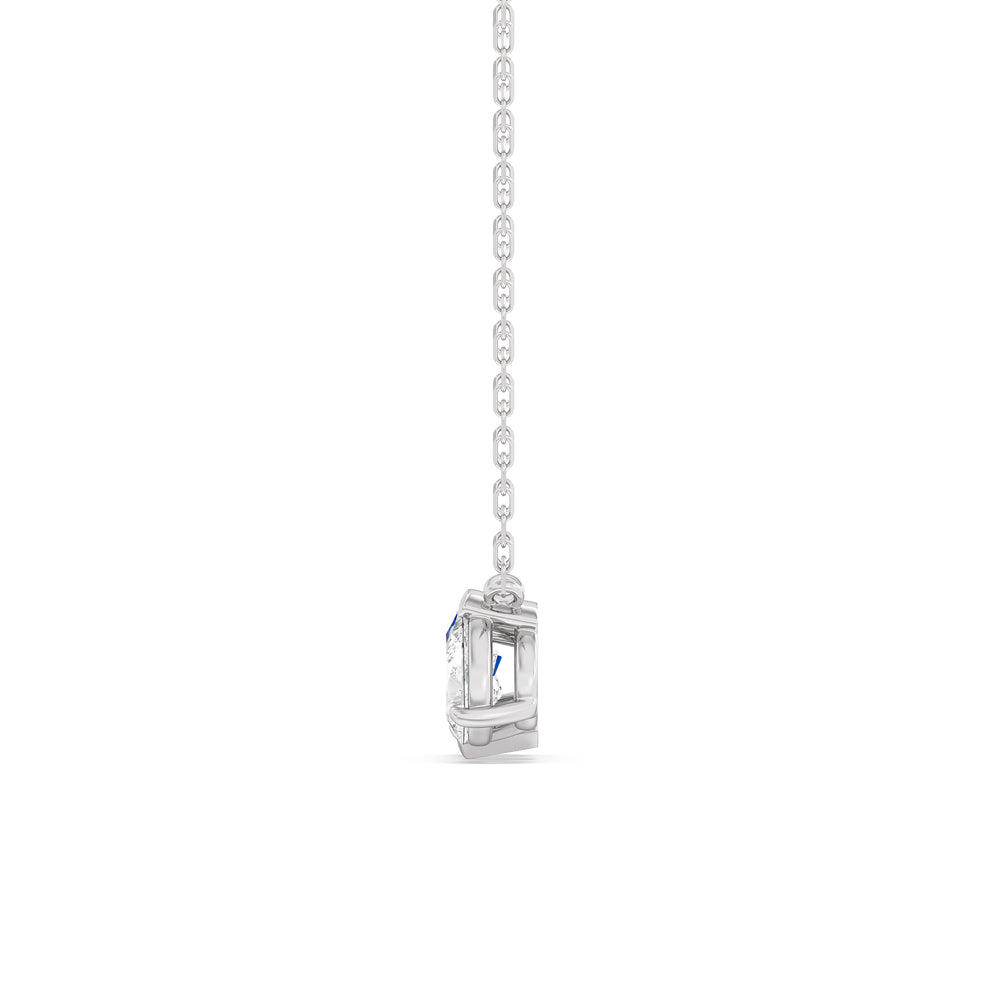 Sapphire And Diamond Trio Pear Cluster Necklace with Sterling Silver Cut Diamond in 14KT Sterling Silver view 3
