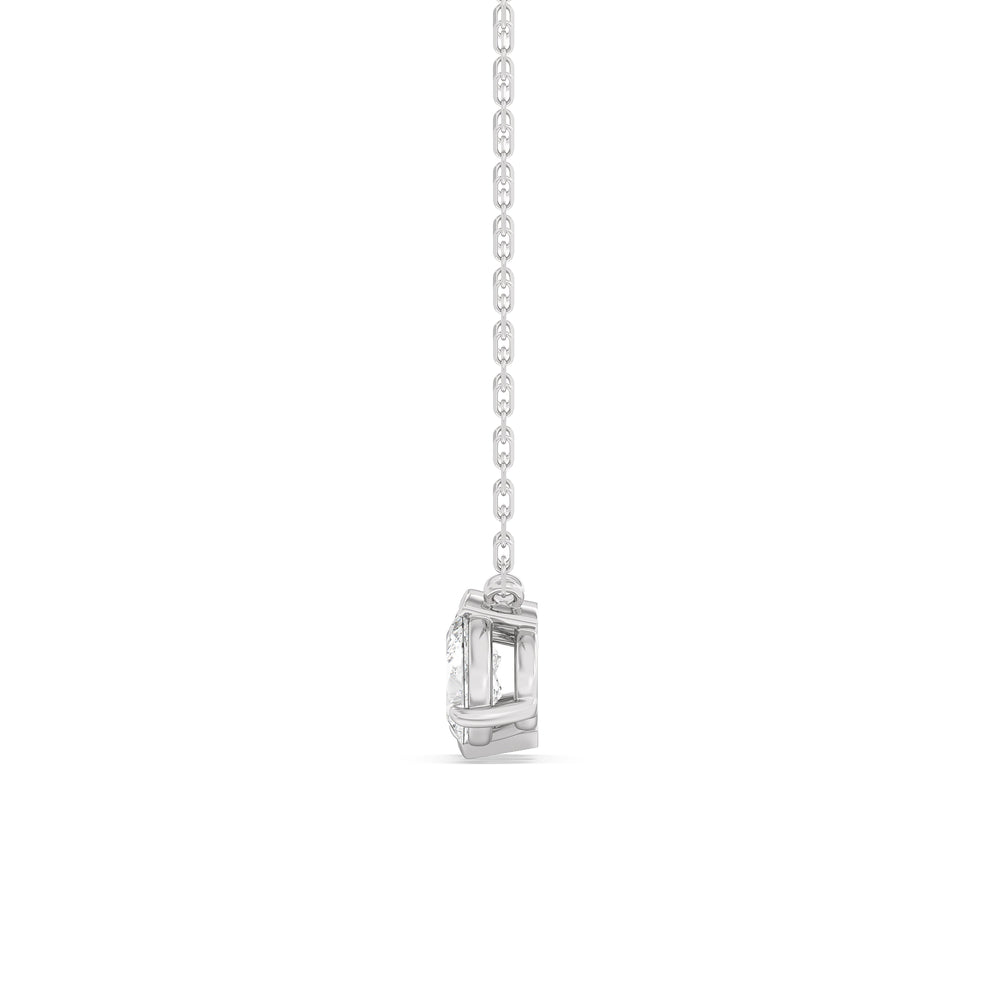 Trio Pear Cluster Diamond Necklace with Sterling Silver / Lab / 1 1/2 Cut Diamond in 14KT Sterling Silver / Lab / 1 1/2 view 5
