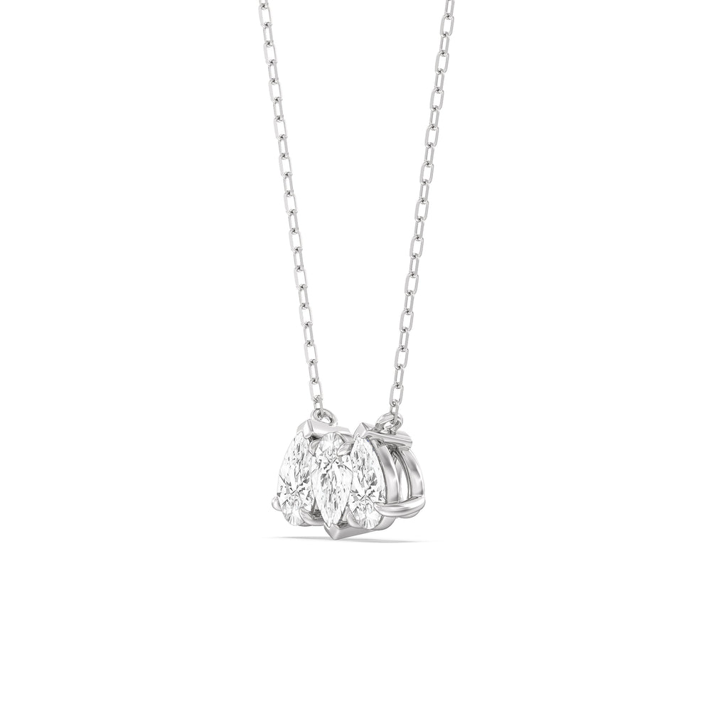 Trio Pear Cluster Diamond Necklace with Sterling Silver / Lab / 1 1/2 Cut Diamond in 14KT Sterling Silver / Lab / 1 1/2 view 2
