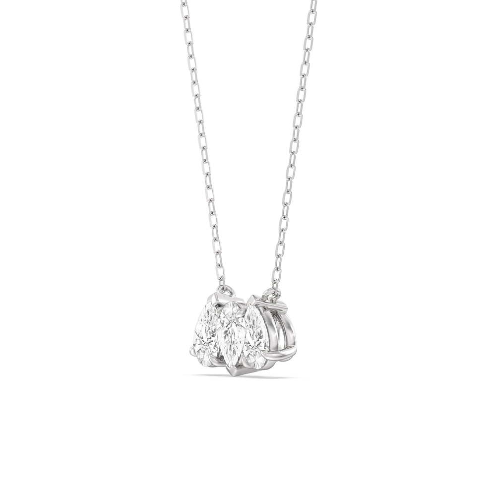Trio Pear Cluster Diamond Necklace with 14KT White Gold / Lab / 1 1/2 Cut Diamond in 14KT White Gold / Lab / 1 1/2 view 2

