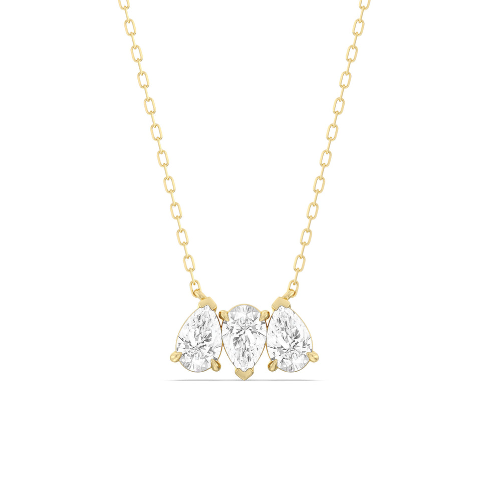 Trio Pear Cluster Diamond Necklace with 14KT Yellow Gold / Lab / 1 1/2 Cut Diamond in 14KT Yellow Gold / Lab / 1 1/2 view 1
