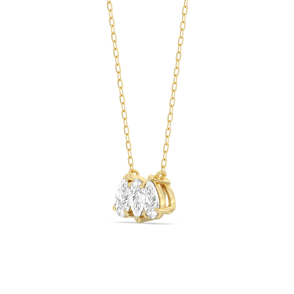 Trio Pear Cluster Diamond Necklace with 14KT Yellow Gold / Lab / 1 1/2 Cut Diamond in 14KT Yellow Gold / Lab / 1 1/2 view 2
