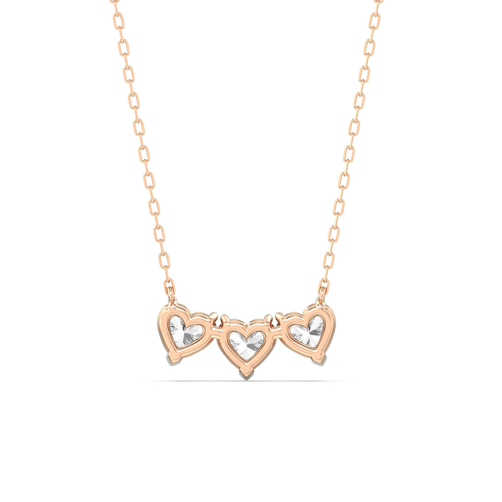 Trio Heart Cluster Diamond Necklace with 14KT Rose Gold / Lab / 1 1/2 Cut Diamond in 14KT Rose Gold / Lab / 1 1/2 view 6
