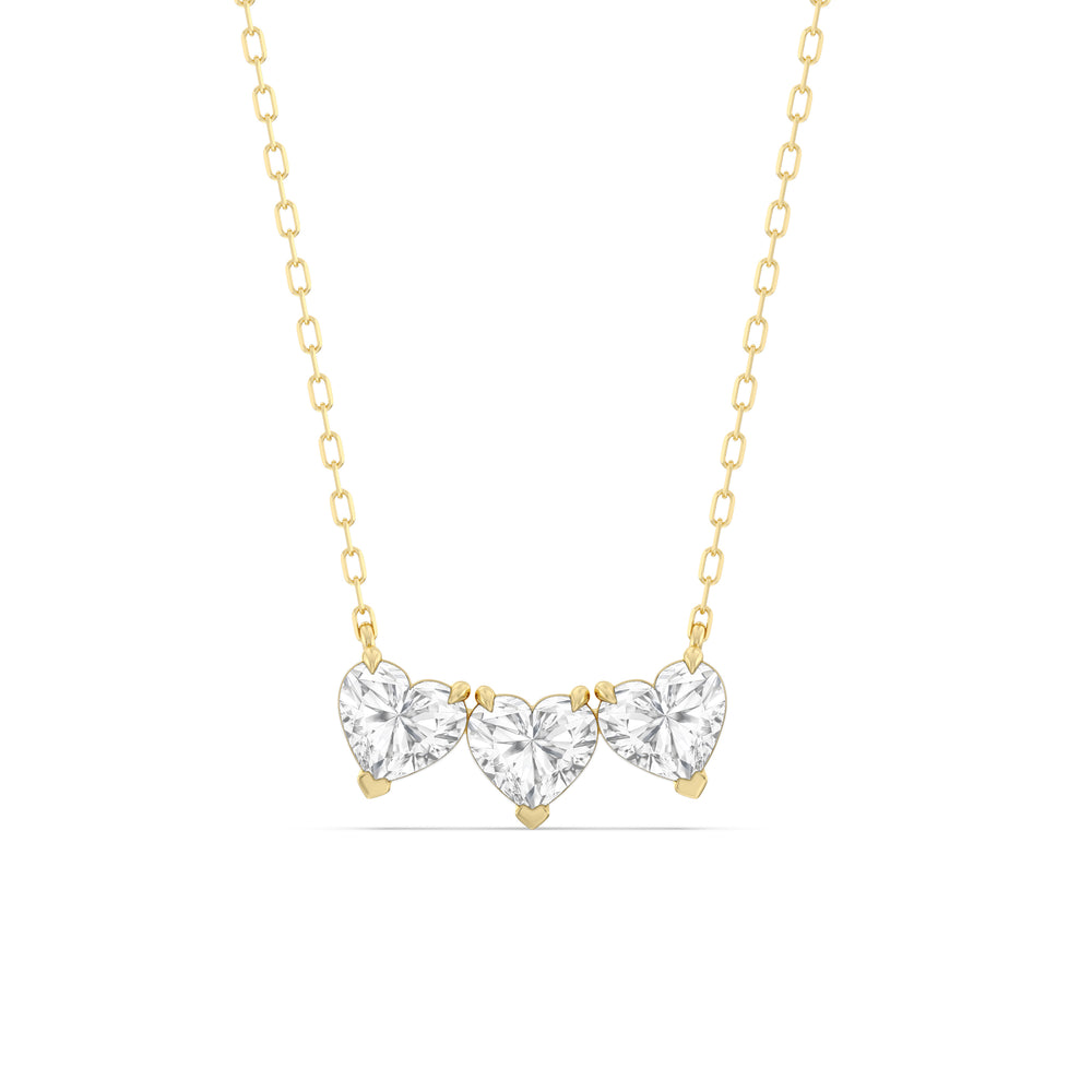 Trio Heart Cluster Diamond Necklace with 14KT Yellow Gold / Lab / 1 1/2 Cut Diamond in 14KT Yellow Gold / Lab / 1 1/2 view 1
