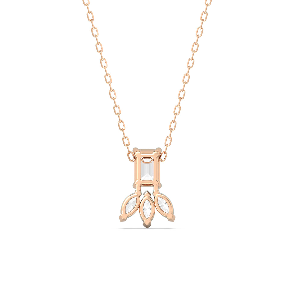 Emerald Raindrop Cluster Diamond Necklace with 14KT Rose Gold / Lab / 1 Cut Diamond in 14KT Rose Gold / Lab / 1 view 6
