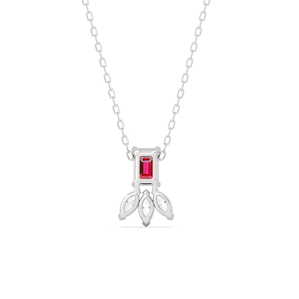 Ruby Emerald Raindrop Cluster Diamond Necklace with Sterling Silver Cut Diamond in 14KT Sterling Silver view 4
