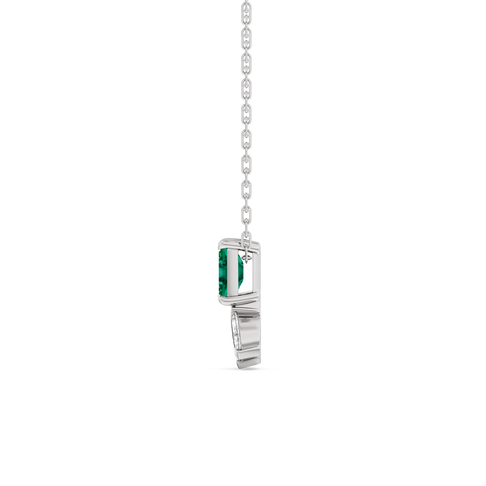 Emerald Emerald Raindrop Cluster Diamond Necklace with Sterling Silver Cut Diamond in 14KT Sterling Silver view 4
