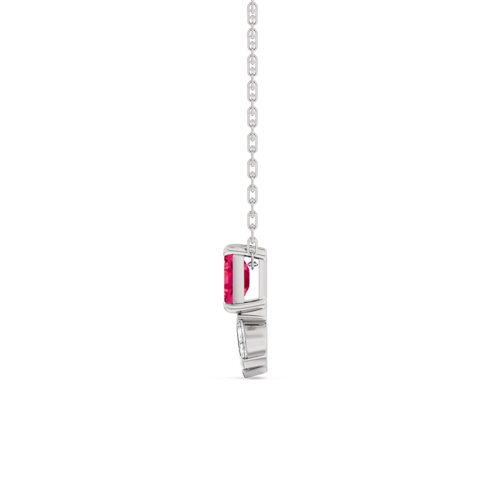 Ruby Emerald Raindrop Cluster Diamond Necklace with Sterling Silver Cut Diamond in 14KT Sterling Silver view 3
