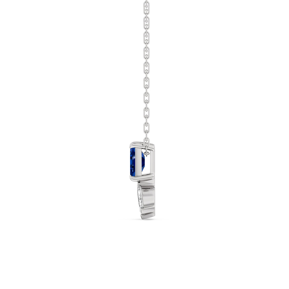 Sapphire Emerald Raindrop Cluster Diamond Necklace with Sterling Silver Cut Diamond in 14KT Sterling Silver view 3
