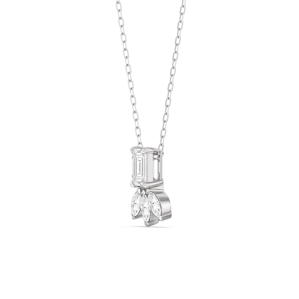 Emerald Raindrop Cluster Diamond Necklace with Sterling Silver / Lab / 1 Cut Diamond in 14KT Sterling Silver / Lab / 1 view 2

