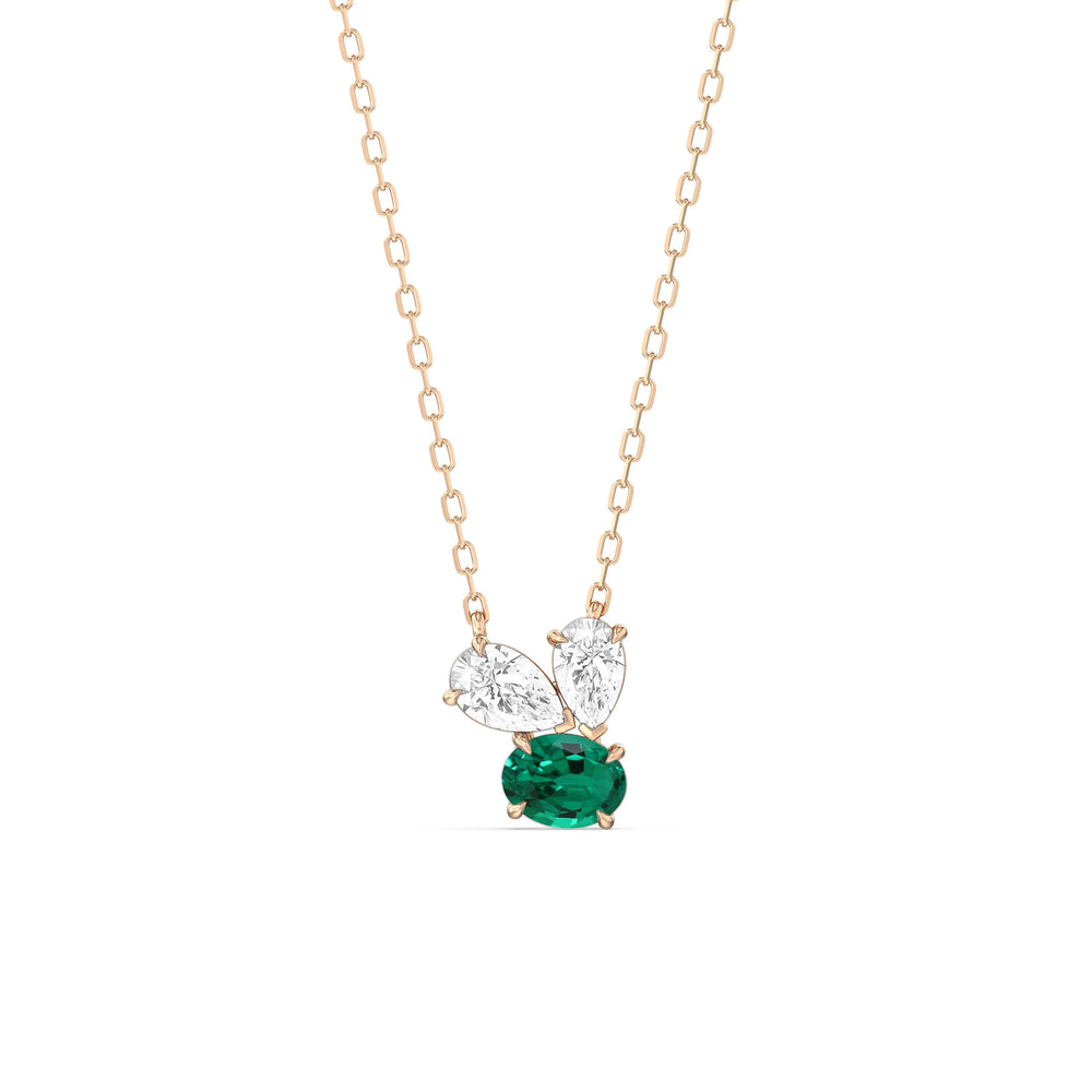 Emerald And Diamond Stardust Cluster NecklaceTest Drashya with 14KT Yellow Gold Cut Diamond in 14KT Yellow Gold view 5
