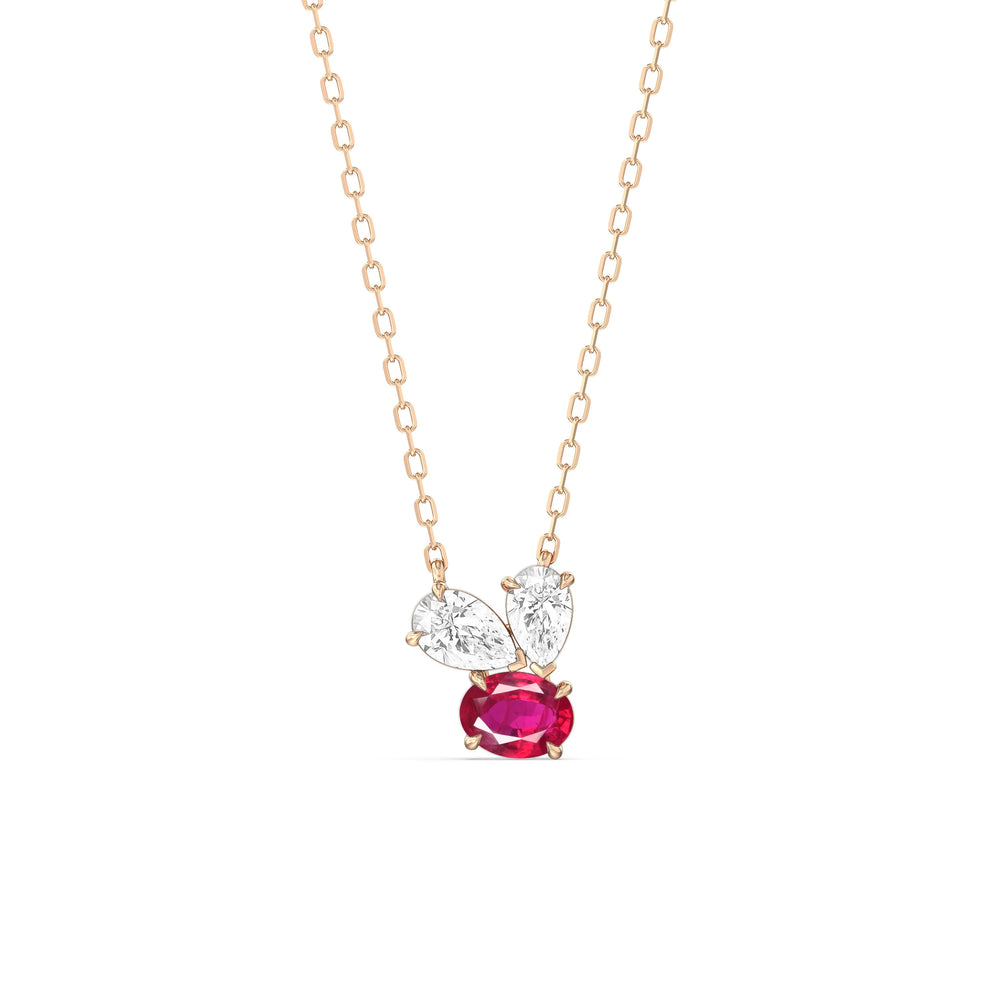 Ruby And Diamond Stardust Cluster NecklaceTest Drashya with 14KT Rose Gold Cut Diamond in 14KT Rose Gold view 1
