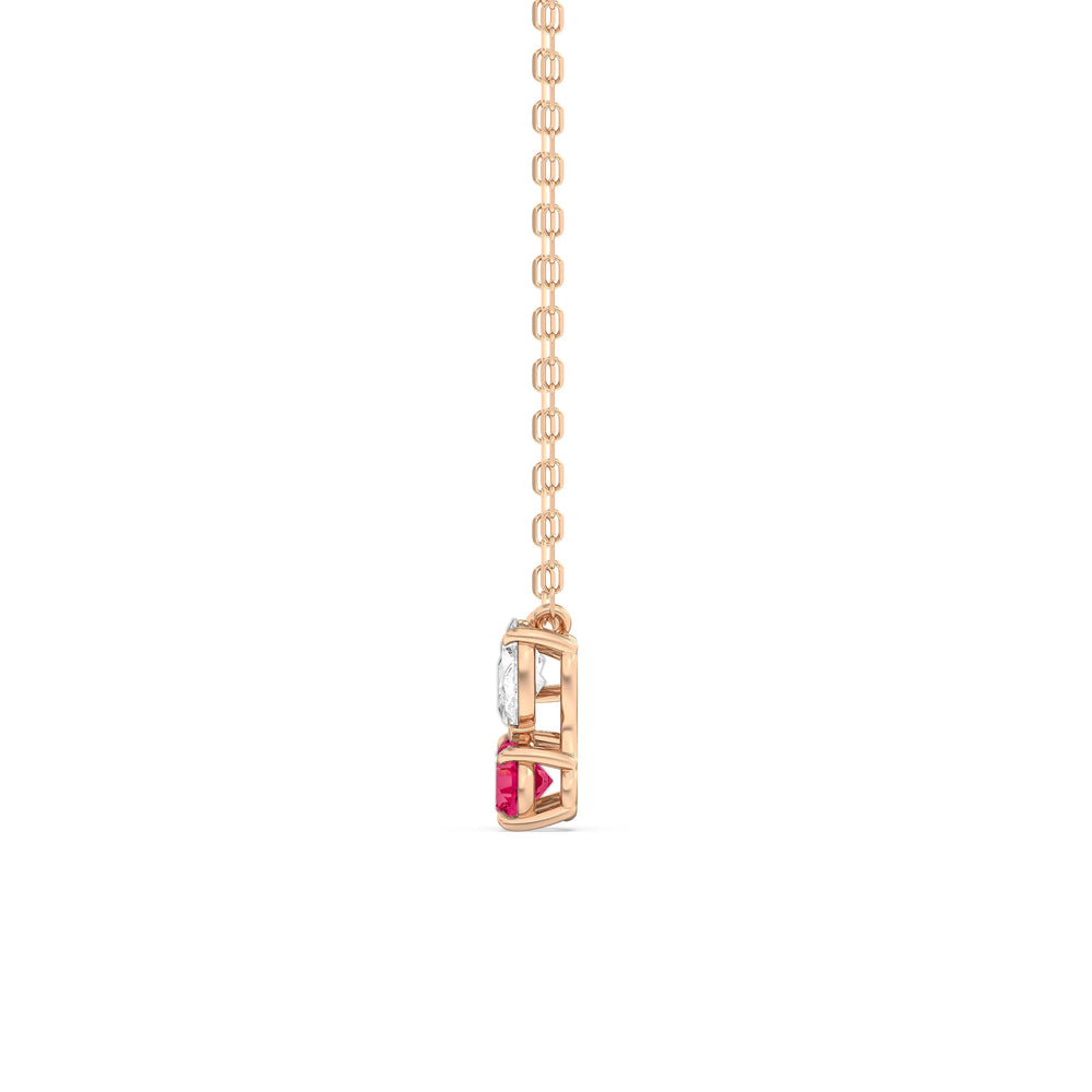 Ruby And Diamond Stardust Cluster NecklaceTest Drashya with 14KT Rose Gold Cut Diamond in 14KT Rose Gold view 2
