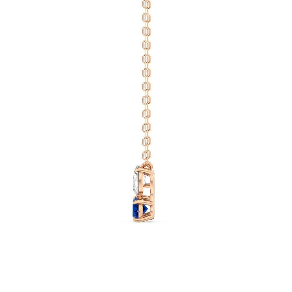 Sapphire and Diamond Stardust Cluster Necklace with 14KT Rose Gold Cut Diamond in 14KT Rose Gold view 3
