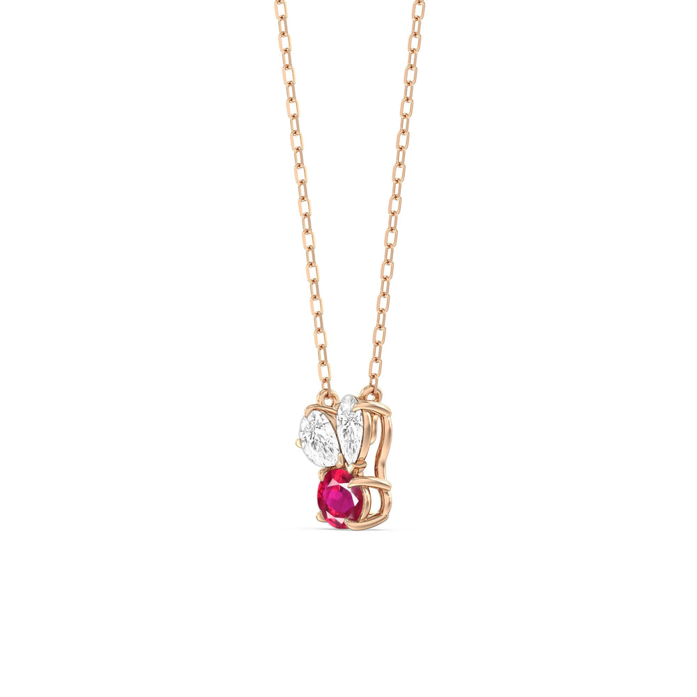 Ruby And Diamond Stardust Cluster NecklaceTest Drashya with 14KT Rose Gold Cut Diamond in 14KT Rose Gold view 3
