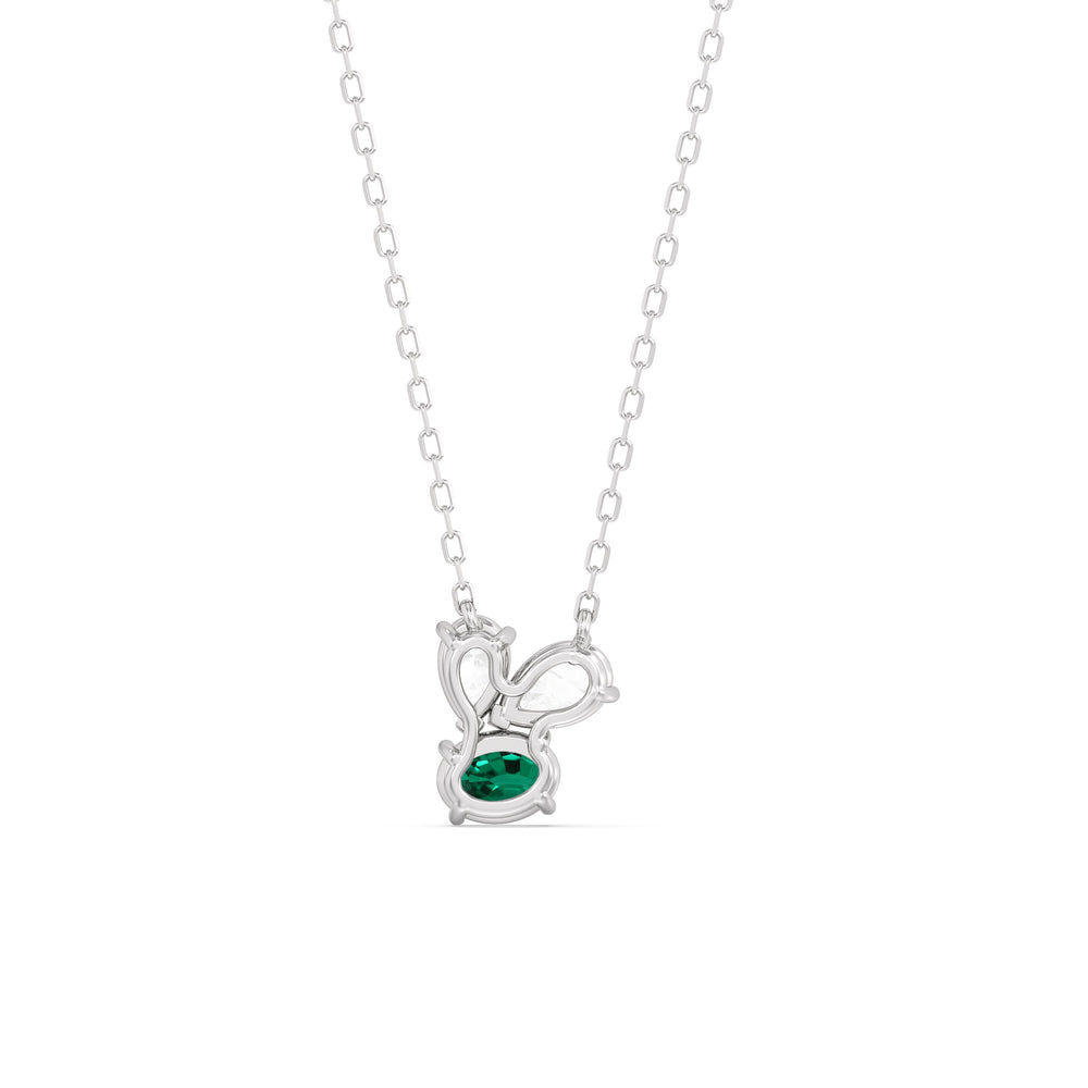 Emerald and Diamond Stardust Cluster Necklace with Sterling Silver Cut Diamond in 14KT Sterling Silver view 4
