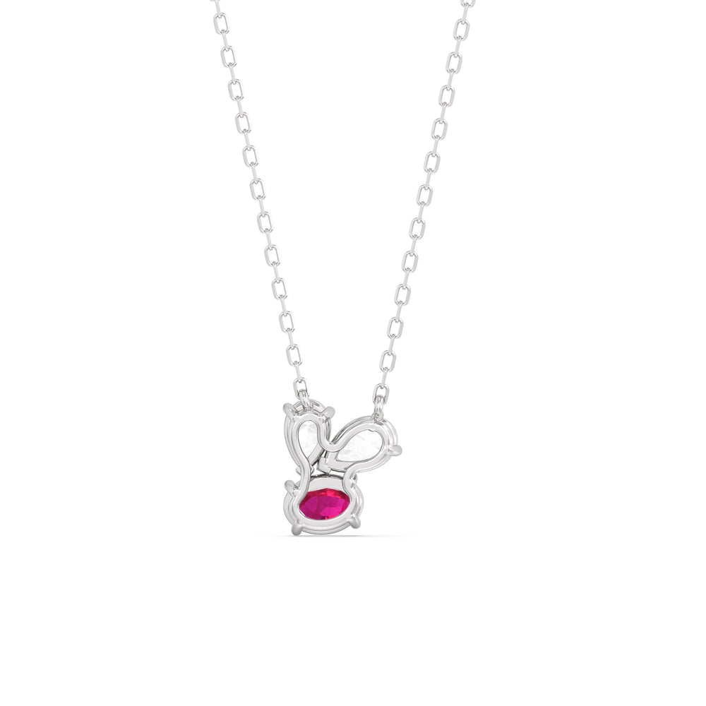 Ruby And Diamond Stardust Cluster NecklaceTest Drashya with 14KT White Gold Cut Diamond in 14KT White Gold view 4
