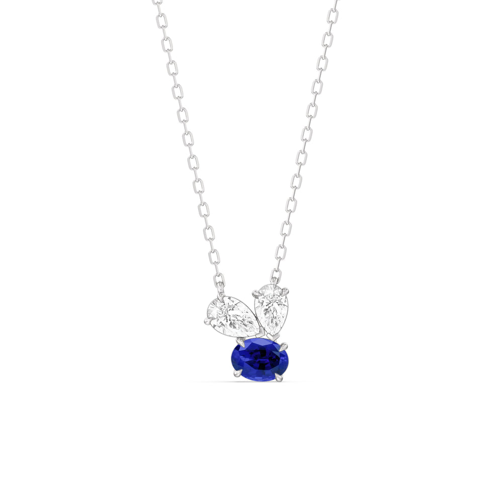 Sapphire and Diamond Stardust Cluster Necklace with Sterling Silver Cut Diamond in 14KT Sterling Silver view 1
