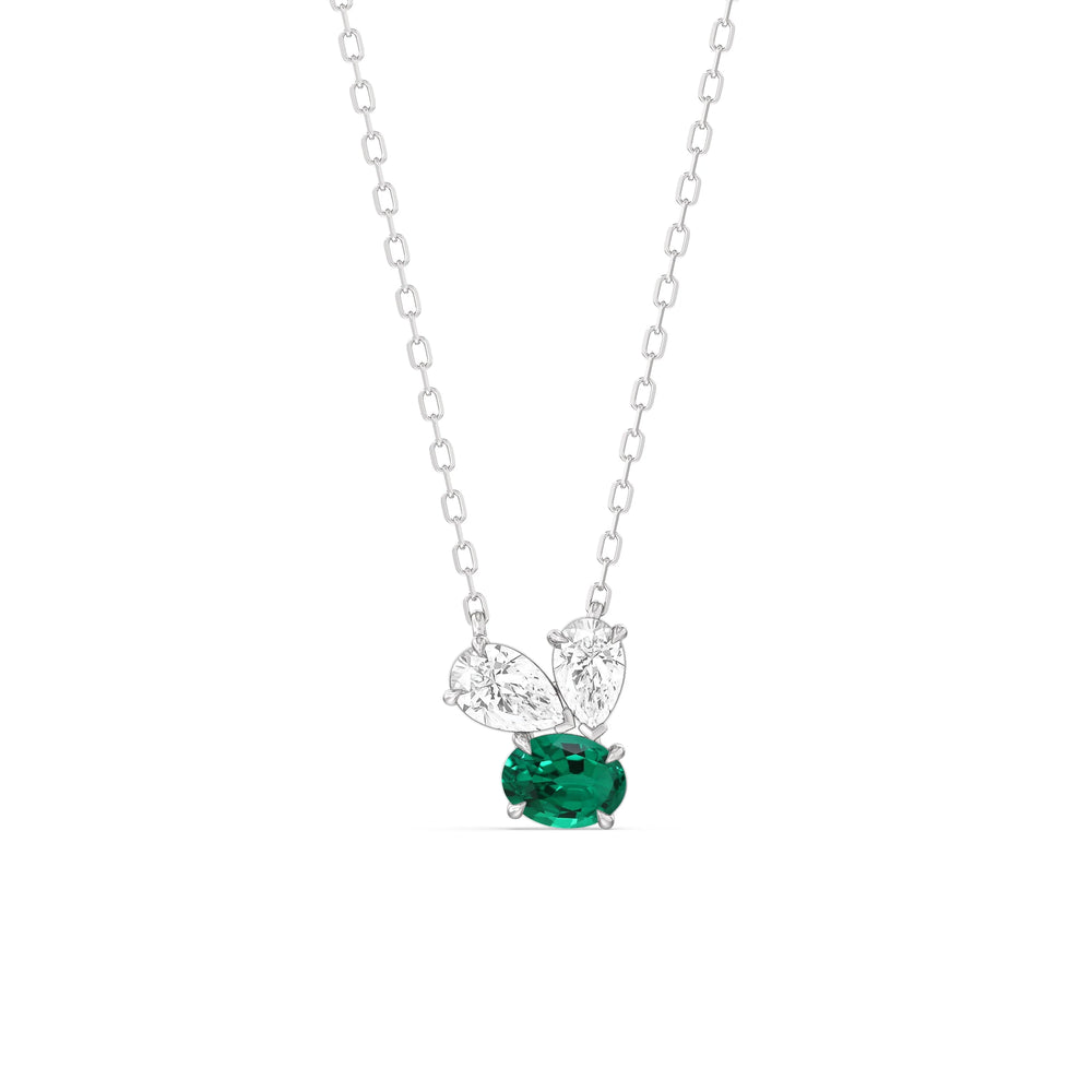 Emerald And Diamond Stardust Cluster NecklaceTest Drashya with 14KT White Gold Cut Diamond in 14KT White Gold view 1
