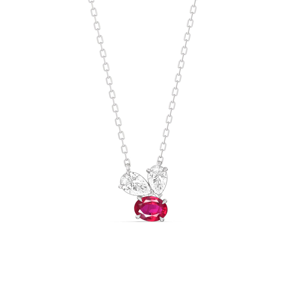 Ruby And Diamond Stardust Cluster NecklaceTest Drashya with 14KT White Gold Cut Diamond in 14KT White Gold view 1

