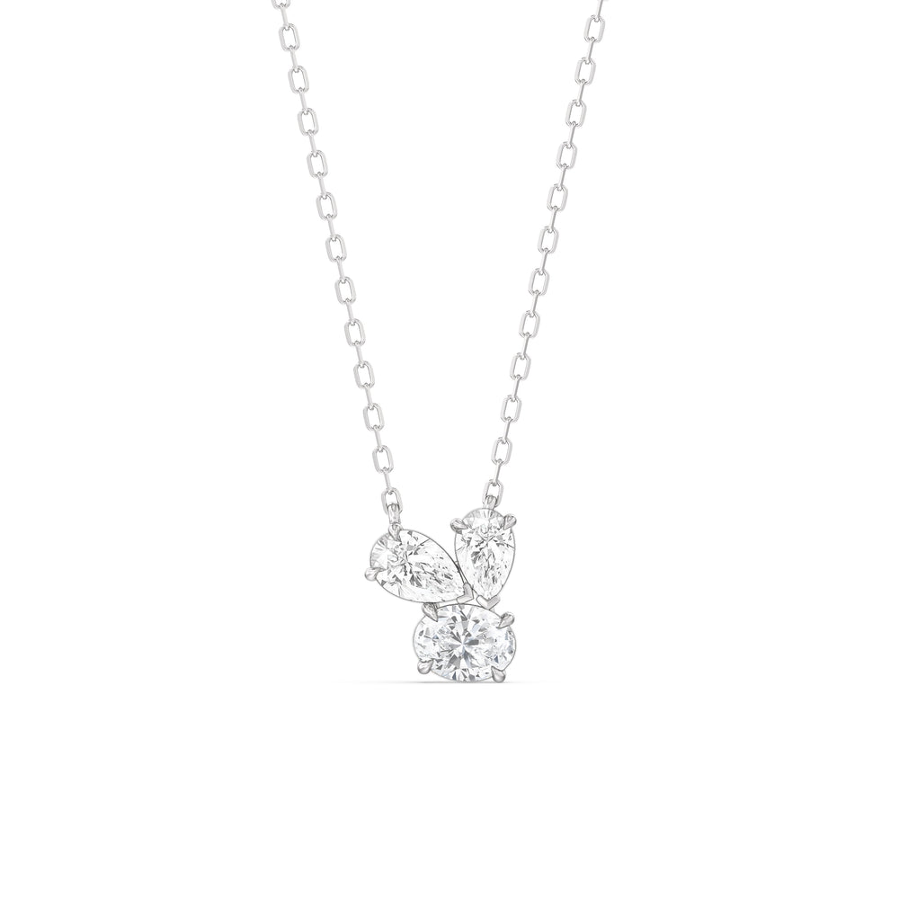 Stardust Cluster Diamond Necklace with Sterling Silver / Lab / 1 Cut Diamond in 14KT Sterling Silver / Lab / 1 view 1
