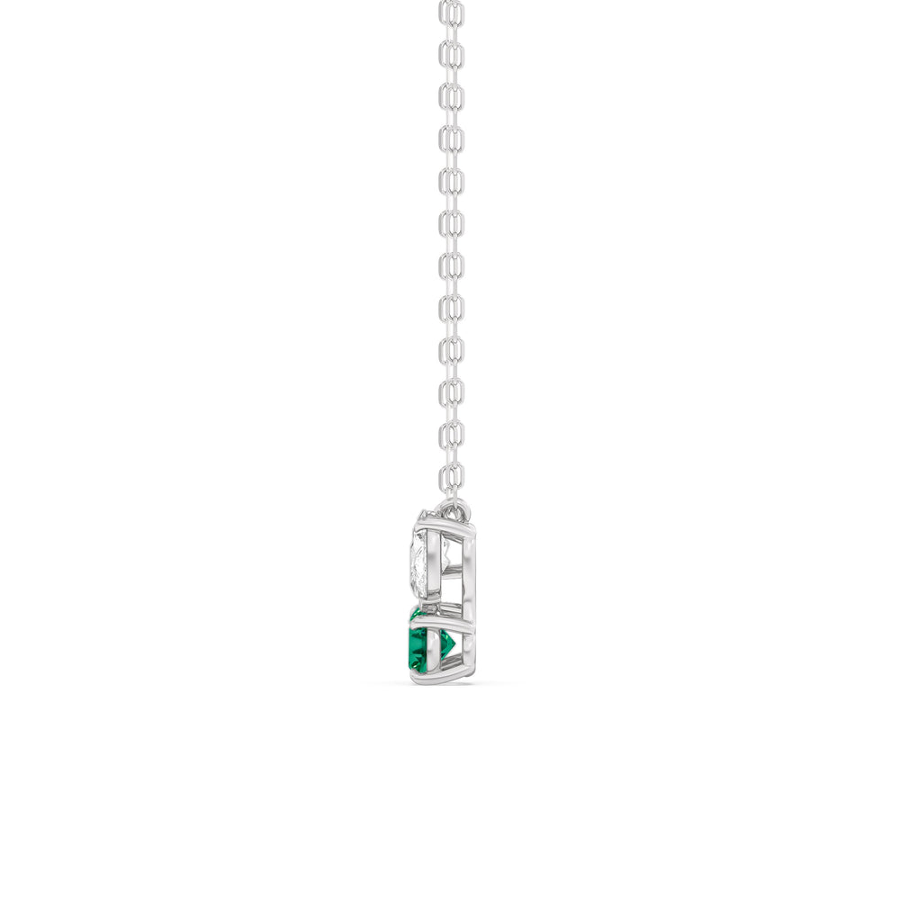 Emerald and Diamond Stardust Cluster Necklace with Sterling Silver Cut Diamond in 14KT Sterling Silver view 3
