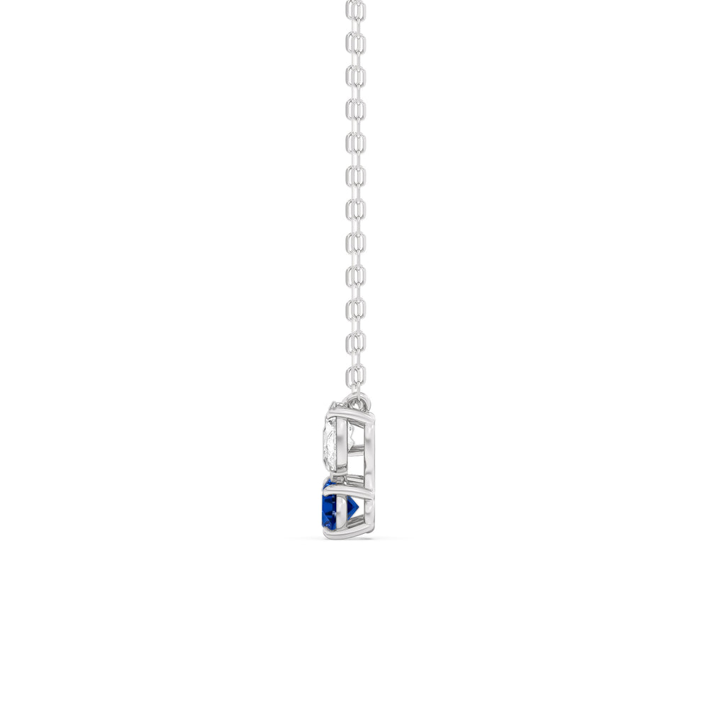 Sapphire and Diamond Stardust Cluster Necklace with Sterling Silver Cut Diamond in 14KT Sterling Silver view 3
