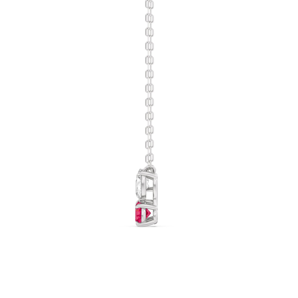 Ruby And Diamond Stardust Cluster NecklaceTest Drashya with 14KT White Gold Cut Diamond in 14KT White Gold view 2
