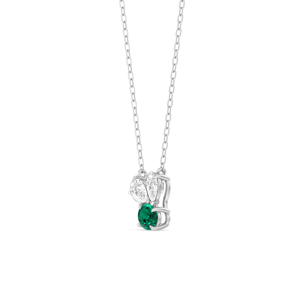 Emerald And Diamond Stardust Cluster NecklaceTest Drashya with 14KT White Gold Cut Diamond in 14KT White Gold view 2
