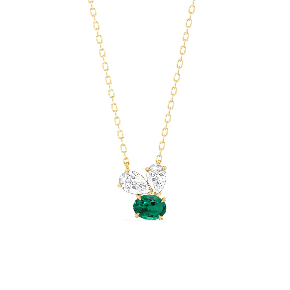 Emerald And Diamond Stardust Cluster NecklaceTest Drashya with 14KT Yellow Gold Cut Diamond in 14KT Yellow Gold view 4
