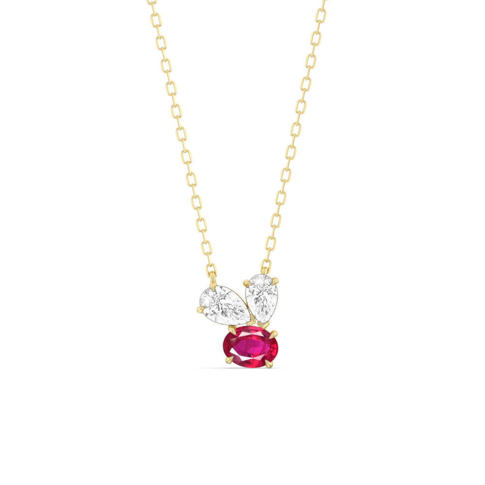Ruby And Diamond Stardust Cluster NecklaceTest Drashya with 14KT Yellow Gold Cut Diamond in 14KT Yellow Gold view 1
