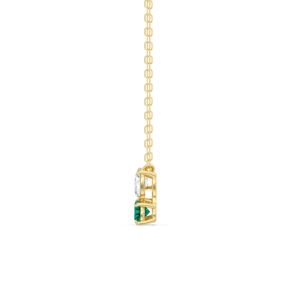 Emerald and Diamond Stardust Cluster Necklace with 14KT Yellow Gold Cut Diamond in 14KT Yellow Gold view 3

