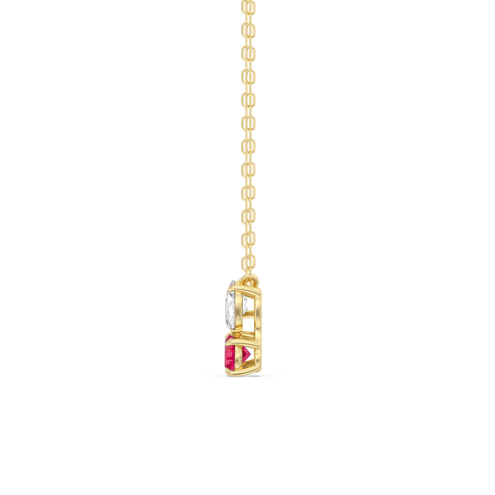 Ruby and Diamond Stardust Cluster Necklace with 14KT Yellow Gold Cut Diamond in 14KT Yellow Gold view 4
