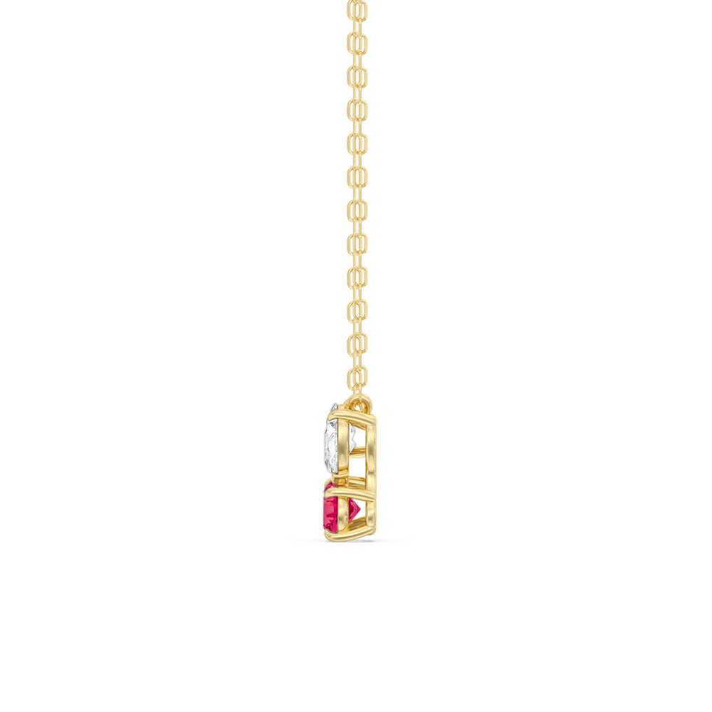 Ruby And Diamond Stardust Cluster NecklaceTest Drashya with 14KT Yellow Gold Cut Diamond in 14KT Yellow Gold view 2
