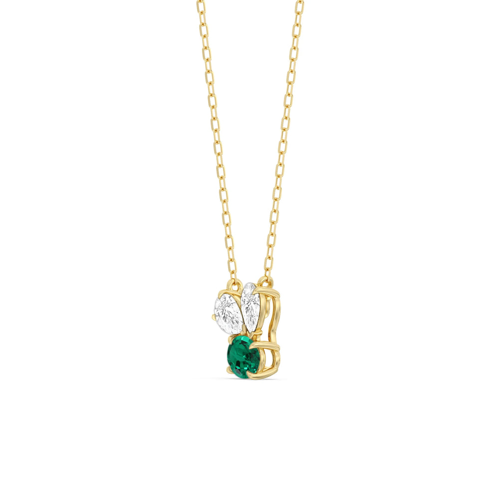 Emerald And Diamond Stardust Cluster NecklaceTest Drashya with 14KT Yellow Gold Cut Diamond in 14KT Yellow Gold view 2
