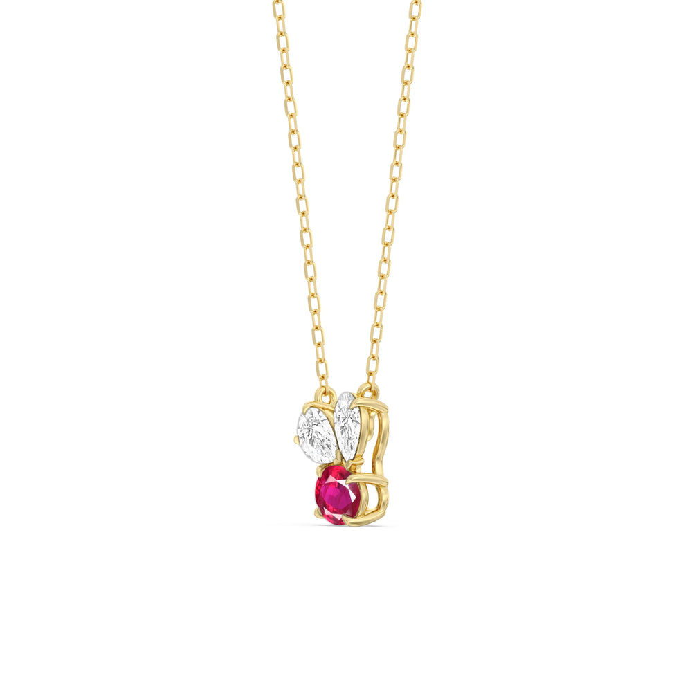 Ruby And Diamond Stardust Cluster NecklaceTest Drashya with 14KT Yellow Gold Cut Diamond in 14KT Yellow Gold view 3
