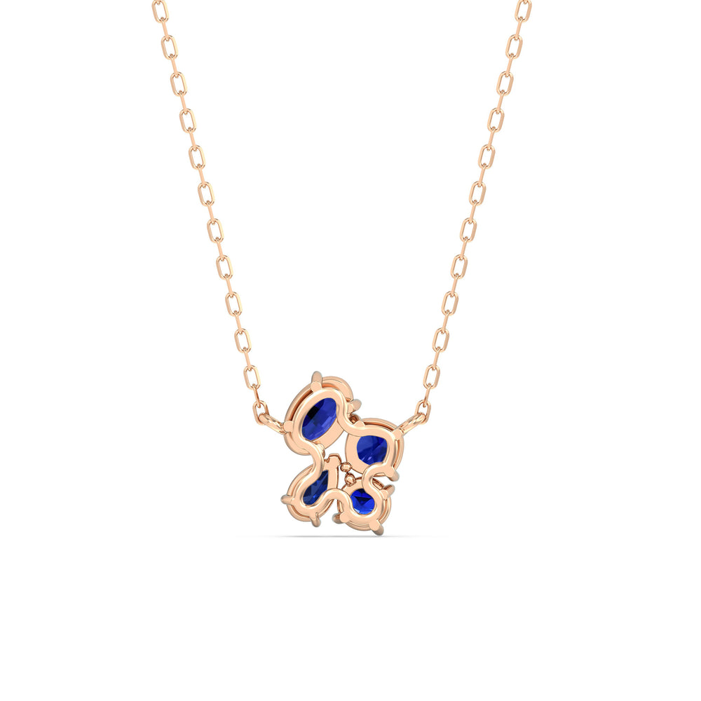 Sapphire Brilliant Cluster Necklace with 14KT Rose Gold Cut Diamond in 14KT Rose Gold view 4
