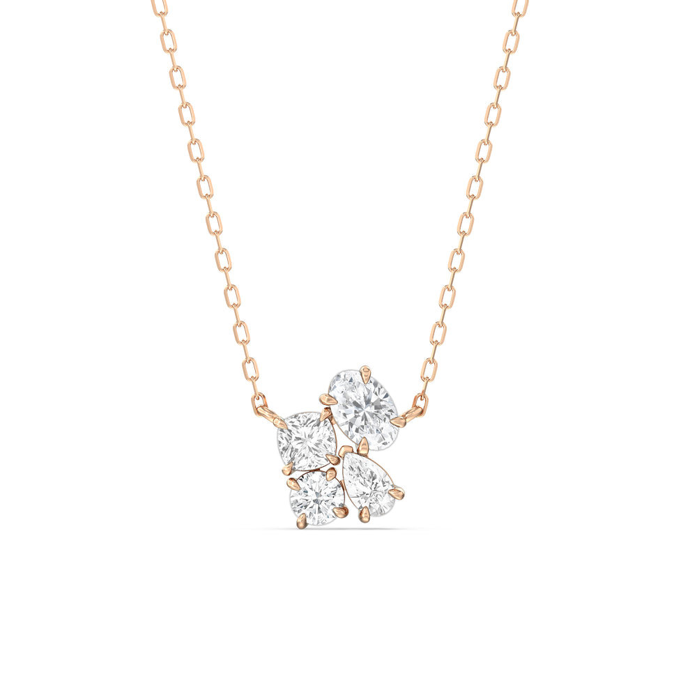 Brilliant Cluster Diamond Necklace with 14KT Rose Gold / Lab / 1 Cut Diamond in 14KT Rose Gold / Lab / 1 view 1
