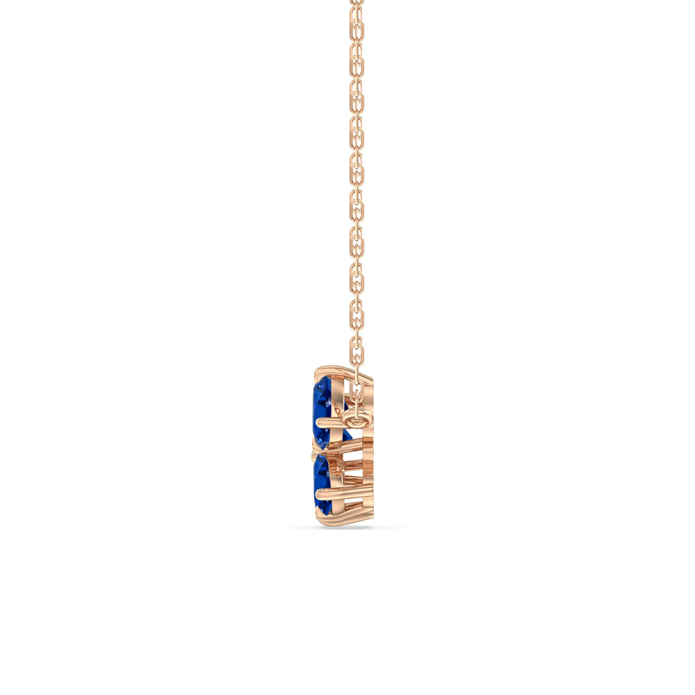 Sapphire Brilliant Cluster Necklace with 14KT Rose Gold Cut Diamond in 14KT Rose Gold view 3
