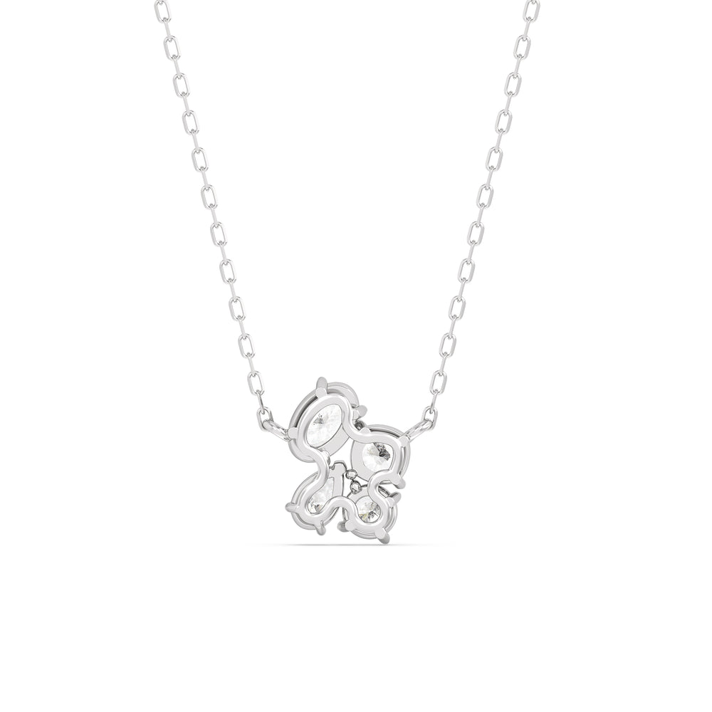 Brilliant Cluster Diamond Necklace with 14KT White Gold / Lab / 1 Cut Diamond in 14KT White Gold / Lab / 1 view 6
